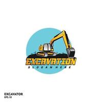 Excavator logo template, heavy equipment for construction logo vector