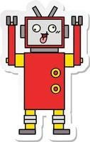 sticker of a cute cartoon crazy robot vector