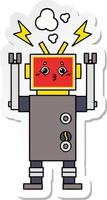 sticker of a cute cartoon robot malfunction vector