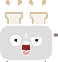 flat color retro cartoon of a toaster vector