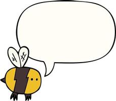 cartoon bee and speech bubble vector