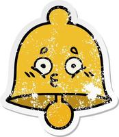 distressed sticker of a cute cartoon bell vector