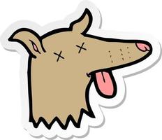 sticker of a cartoon dead dog face vector