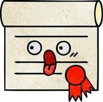 retro grunge texture cartoon certificate vector