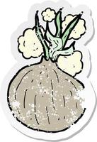 retro distressed sticker of a cartoon onion vector