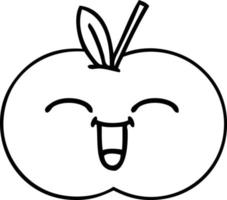 line drawing cartoon red apple vector