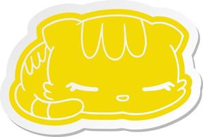 cartoon sticker kawaii cute sleeping kitten vector