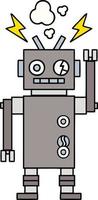 lindo robot de dibujos animados que funciona mal vector