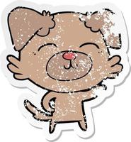 distressed sticker of a cartoon dog vector