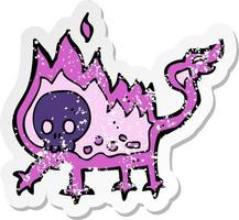 retro distressed sticker of a cartoon little imp vector