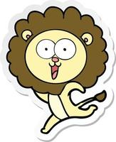 sticker of a happy cartoon lion vector