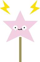 flat color retro cartoon magic wand vector