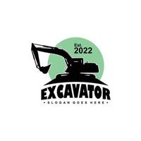 Excavator logo template, heavy equipment for construction logo vector