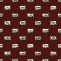 Audio cassette tape engraved seamless pattern. Vintage music cassette tape in hand drawn style. vector