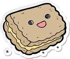 sticker of a cartoon biscuit vector