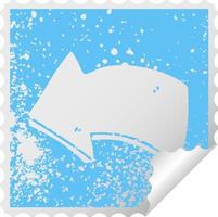 quirky distressed square peeling sticker symbol arrow vector