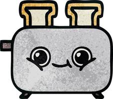 retro grunge texture cartoon of a toaster vector