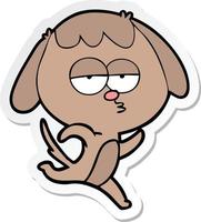 sticker of a cartoon bored dog running vector