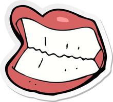 sticker of a cartoon grinning mouth vector