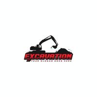 Excavator logo template, heavy equipment for construction logo vector