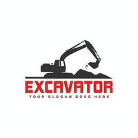 Excavator logo template, heavy equipment for construction logo vector