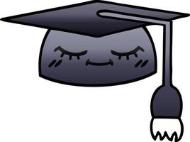 sombrero de graduación de dibujos animados sombreado degradado vector