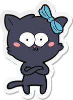 sticker of a cartoon cat vector