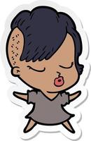 sticker of a cartoon pretty hipster girl vector