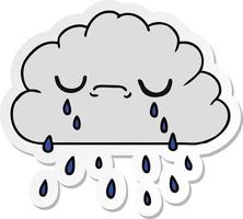 sticker cartoon of cute crying cloud vector