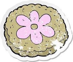 retro distressed sticker of a cartoon baked biscuit vector