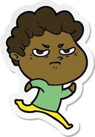 sticker of a cartoon angry man vector