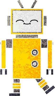 retro illustration style cartoon robot