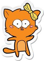 sticker of a cartoon cat vector