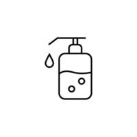 Household and daily routine concept. Single outline monochrome sign in flat style. Editable stroke. Line icon of liquid soap in bottle vector