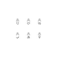 Line icon set with monochrome signs suitable for adverts, shops, stores, apps. Writing pencil, loud speaker, microphone, speech bubble next to user vector