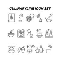 Cooking, food and kitchen concept. Collection of modern outline monochrome icons in flat style. Line icon set of kitchen utensils, cooking devices and items related to household vector