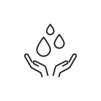 Charity and philanthropy concept. Hight quality sign drawn with thin line. Suitable for web sites, stores, internet shops, banners etc. Line icon of water drops over opened hands vector