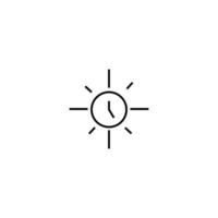 actividades de verano, concepto de vacaciones y vacaciones. signo vectorial en estilo plano. adecuado para sitios web, tiendas, artículos, libros, etc. icono de línea del reloj dentro del sol vector