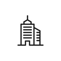 Business and money concept. Monochrome sign drawn with black line. Editable stroke. Vector line icon of skyscraper