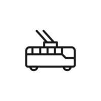 Road, transport, traffic sign. Vector symbol perfect for adverts, store, shops, books. Editable stroke. Line icon of trolleybus