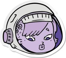 sticker of a cartoon astronaut face vector