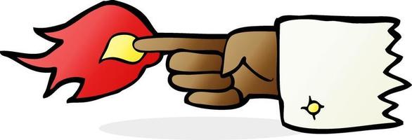 cartoon flaming pointing finger symbol vector