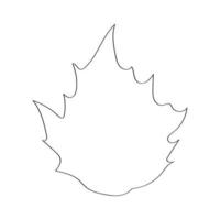 Line monochrome illustration of leaf of tree with sharp edges. Suitable for signboards, shops, banners, books etc. Vector silhouette.