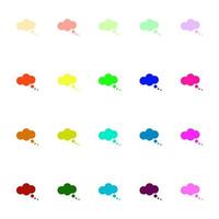 Line icon collection of vibrant multicolored speech bubbles looking like clouds vector