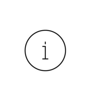 Interface of web site signs. Minimalistic outline symbol drawn with black thin line. Suitable for apps, web sites, internet pages. Vector line icon of I letter inside of circle