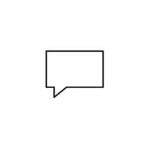 Black and white simple sign. Monochrome minimalistic illustration suitable for apps, books, templates, articles etc. Vector line icon of rectangle speech bubble