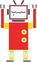 flat color retro cartoon robot vector