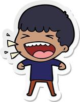 sticker of a cartoon laughing man vector