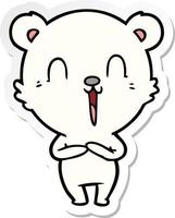 sticker of a happy cartoon polar bear vector