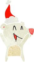 laughing polar bear retro cartoon of a wearing santa hat vector